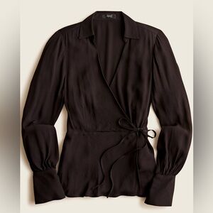 J. Crew Drapey Crepe Wrap Top Black Size 2 NWT
